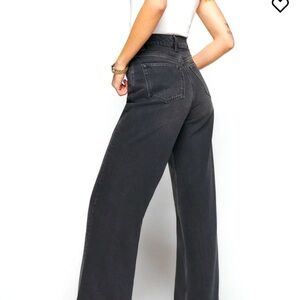 Reformation Cary High Rise Slouchy Wide Leg Jeans Raw-Edge Cropped